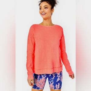 Lilly Pulitzer Biscaya Pullover Top Cayenne Coral Sz Small *tiny stain*
